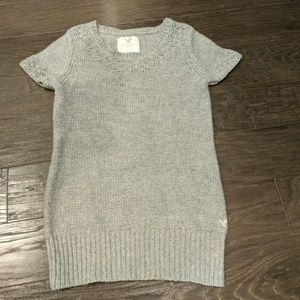 Grey American Eagle short sleeve sweater M
